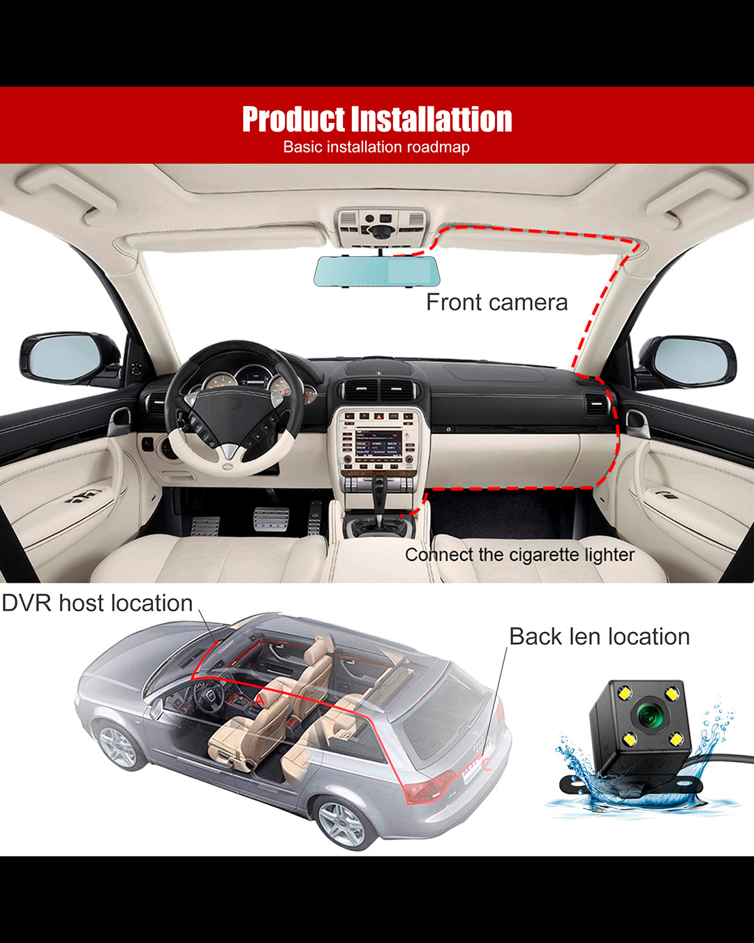 camara de vehiculo DASHCAM con pantalla + Camara de reversa