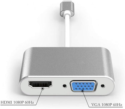 Adaptador USB-C a VGA y HDMI