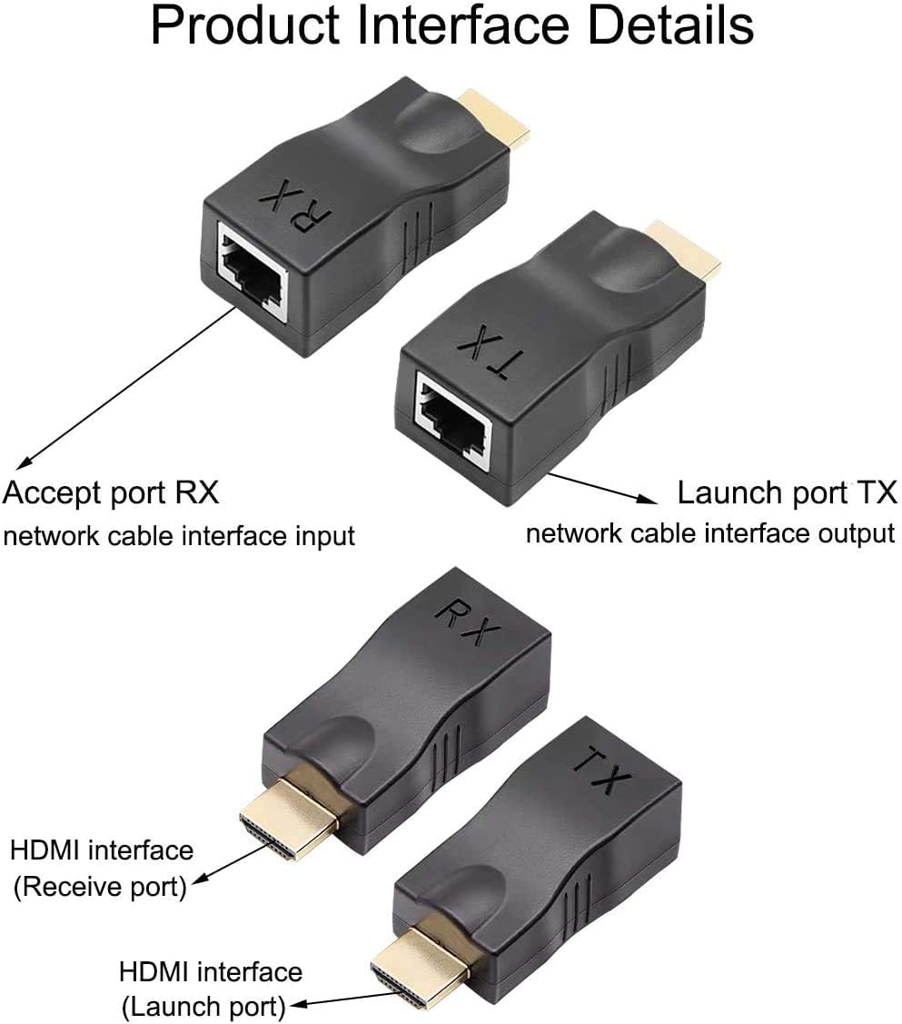 Adaptador extensor HDMI hasta 30m (Paquete de 2 piezas)