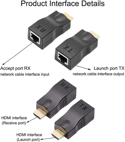 Adaptador extensor HDMI hasta 30m (Paquete de 2 piezas)