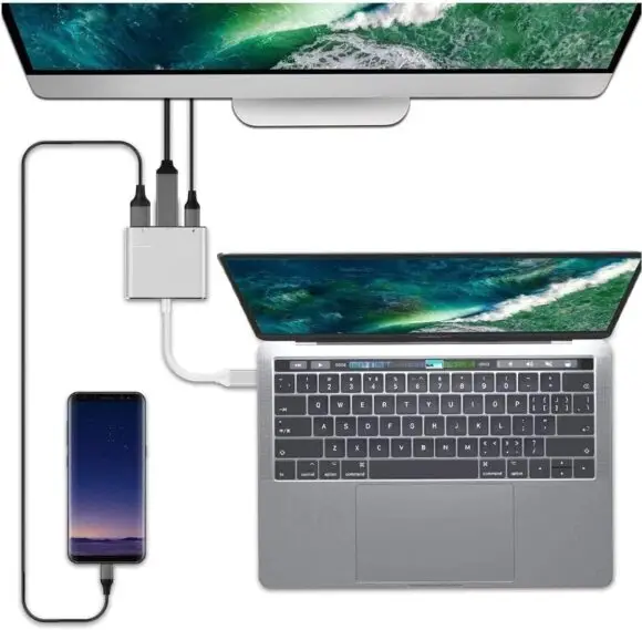 Adaptador multipuerto digital USB-C a HDMI y puerto de carga USB - Imagen 2