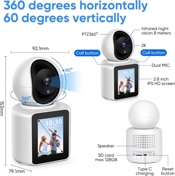 Camara Smart Wifi con Pantalla y botón de llamada - Imagen 4