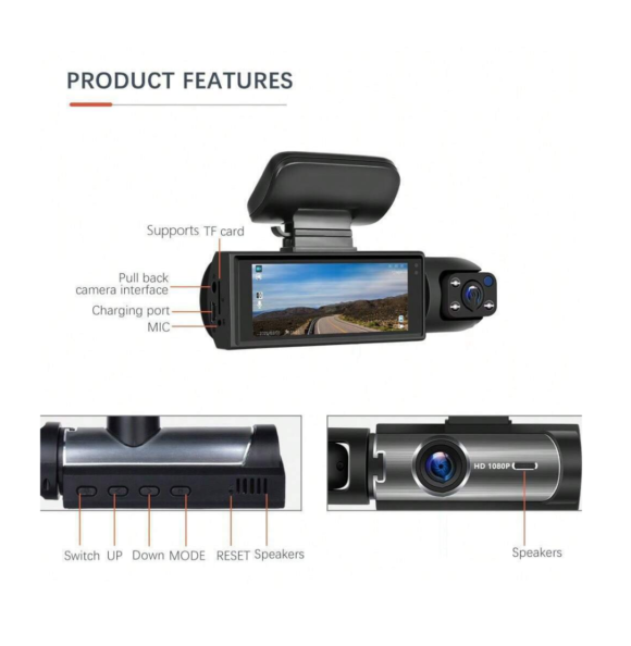Camara para vehiculo DASHCAM grabación dentro y fuera DOBLE LENTE - Imagen 3