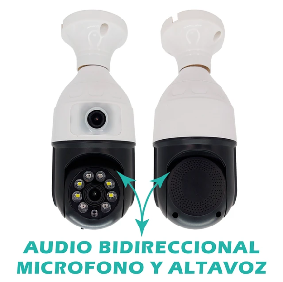 Camara smart wifi tipo bombillo Doble lente PTZ - Imagen 3