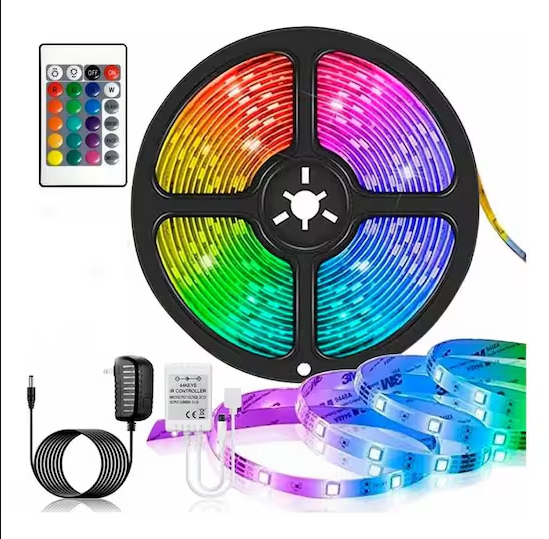 Tira LED 5 metros  Multicolor RGB con Control Remoto y fuente (15 pies)